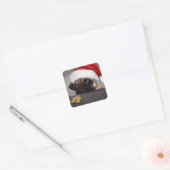 Weihnachts-Mops Quadratischer Aufkleber (Umschlag)