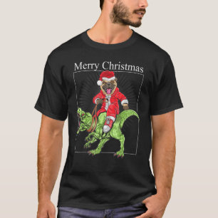 Weihnachts-Mops Reiten A Dinosaur Funny Dog Christ T-Shirt