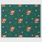 Weihnachts-Mops Rentier Pattern Geschenkpapier (Flach)