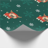 Weihnachts-Mops Rentier Pattern Geschenkpapier (Ecke)