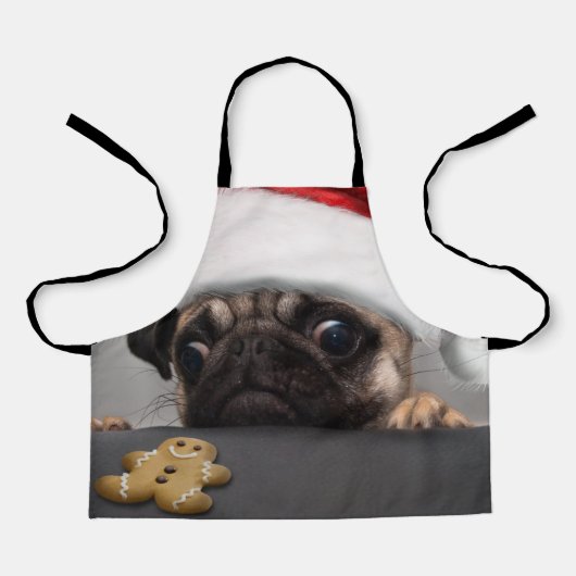 Weihnachts-Mops Schürze (Vorderseite)