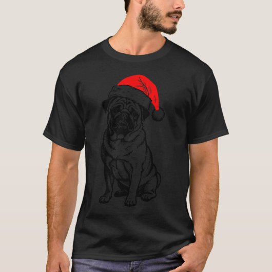 Weihnachts-Mops-Silhouette T-Shirt (Vorderseite)