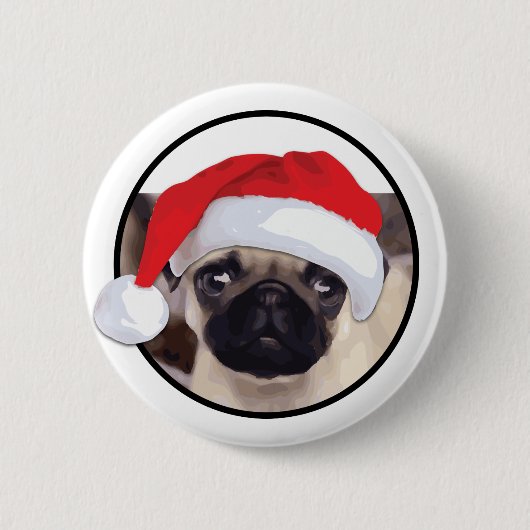 Weihnachts-Mops - Standard, 2¼ Zoll Round Button (Vorderseite)