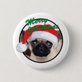Weihnachts-Mops - Standard, 2¼ Zoll Round Button (Vorderseite)