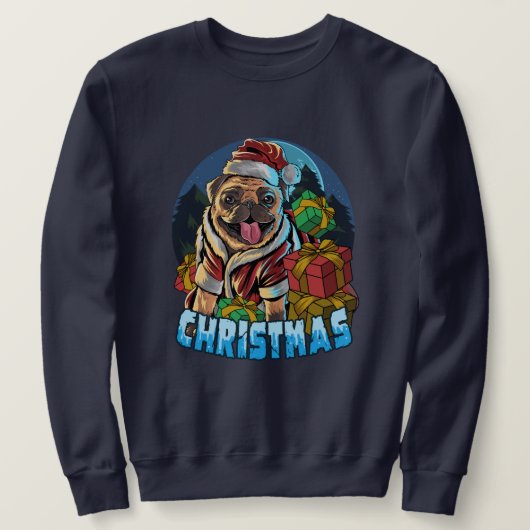 Weihnachts-Mops Sweatshirt (Design vorne)