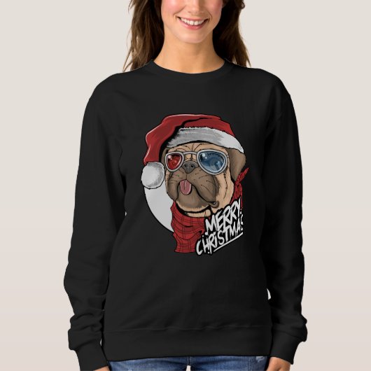 Weihnachts-Mops Sweatshirt (Vorderseite)