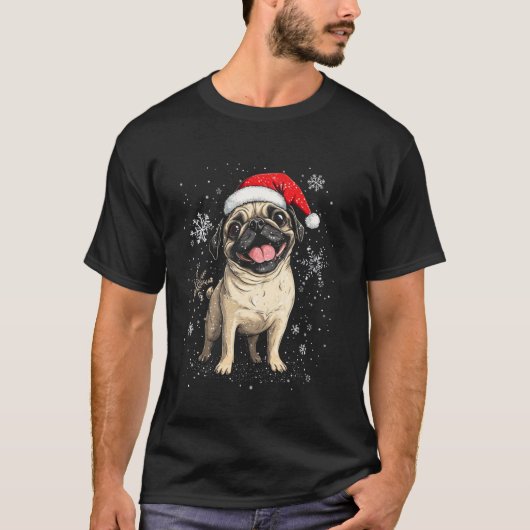 Weihnachts-Mops T-Shirt (Vorderseite)