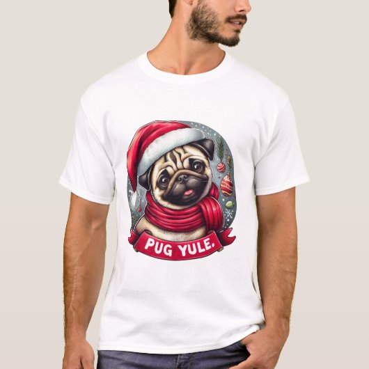 Weihnachts-Mops T-Shirt (Vorderseite)