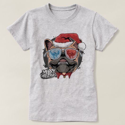 Weihnachts-Mops T-Shirt (Design vorne)