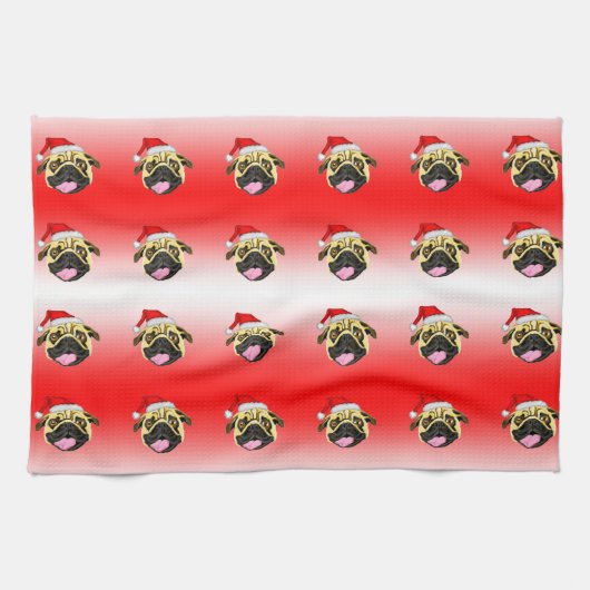 Weihnachts Mops Teetuch Geschirrtuch (Horizontal)