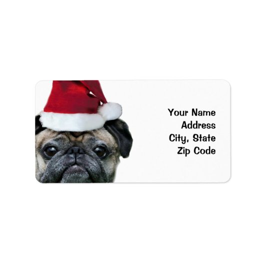 Weihnachts-Mops-Versandaufkleber Adressaufkleber (Vorne)