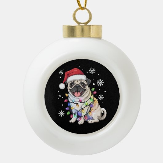 Weihnachts-Mops Weihnachten Weihnachten Weihnachte Keramik Kugel-Ornament (Vorderseite)