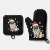Weihnachts-Mops Weihnachten Weihnachten Weihnachte Ofenhandschuh & Topflappen-Set (Vorderseite)