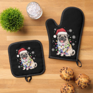 Weihnachts-Mops Weihnachten Weihnachten Weihnachte Ofenhandschuh & Topflappen-Set