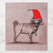 Weihnachts-Mops-Weinetikett Weinetikett (Einzelnes Label)