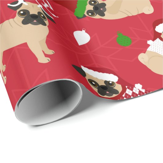 Weihnachts-Möpsen Geschenkpapier (Rolleneckpunkt)
