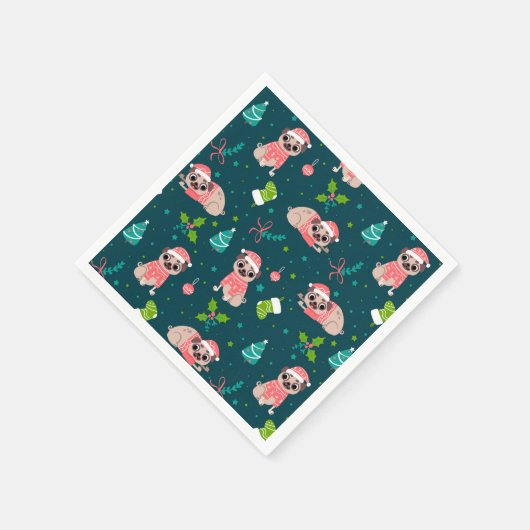 Weihnachts-Möpsen Serviette (Ecke)