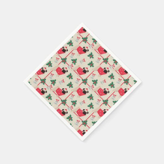 Weihnachts-Möpsen Serviette (Ecke)