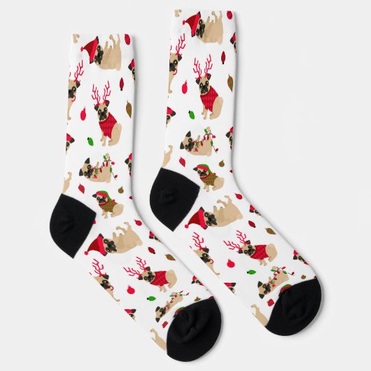 Weihnachts-Möpsen Weiß Socken (Rechts)
