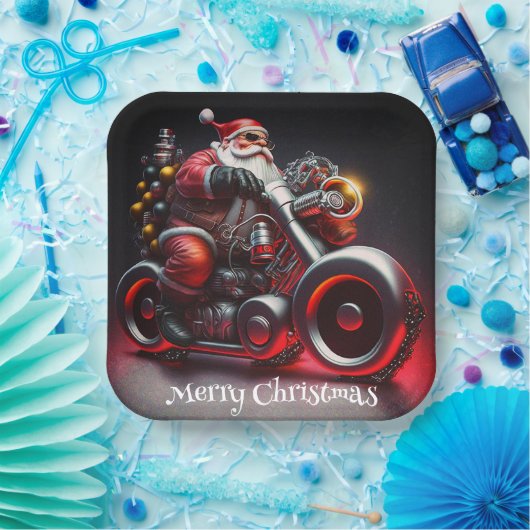 Weihnachts-Motorrad Pappteller (Party)