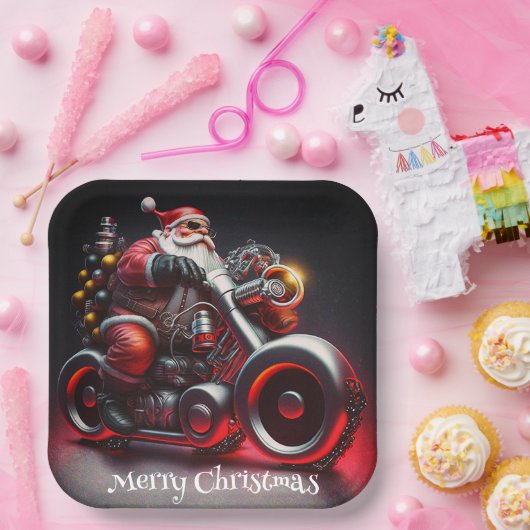 Weihnachts-Motorrad Pappteller (Party)