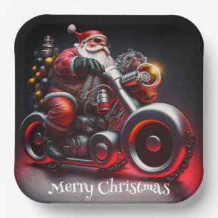 Weihnachts-Motorrad Pappteller