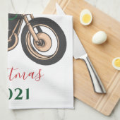 Weihnachts Motorradfahrer Familie Weihnachten Geschirrtuch (Viertel Falte)