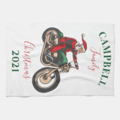 Weihnachts Motorradfahrer Familie Weihnachten Geschirrtuch (Horizontal)