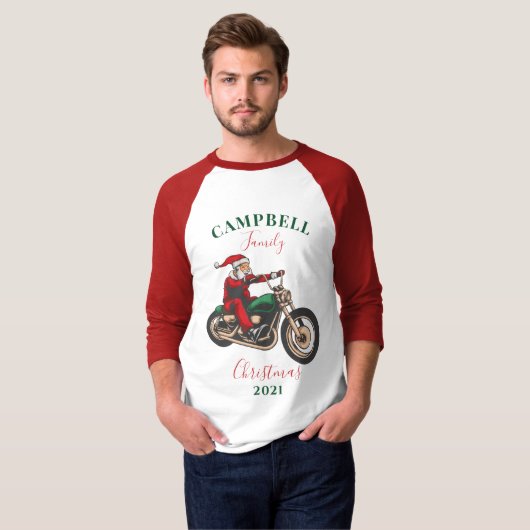 Weihnachts-Motorradfahrerfamilie Matching Personal T-Shirt (Vorne ganz)
