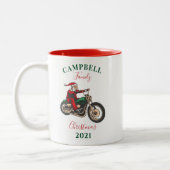 Weihnachts-Motorradfamilie Personalisiert Zweifarbige Tasse (Links)