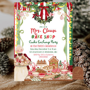Weihnachts-Mrs-Claus-Backshop-Cookie-Tausch Einladung
