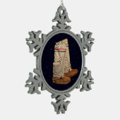 Weihnachts Mukluks Schneeflocken Zinn-Ornament (Links)