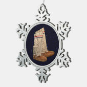 Weihnachts Mukluks Schneeflocken Zinn-Ornament (Rechts)