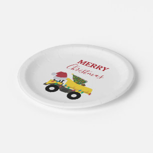 Weihnachts-Muldenkipper-Baustellenfahrzeuge Pappteller