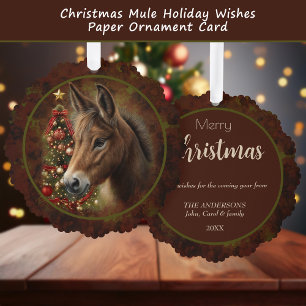 Weihnachts-Mule-Urlaub wünscht Papier-Ornament-Kar Ornament Karte