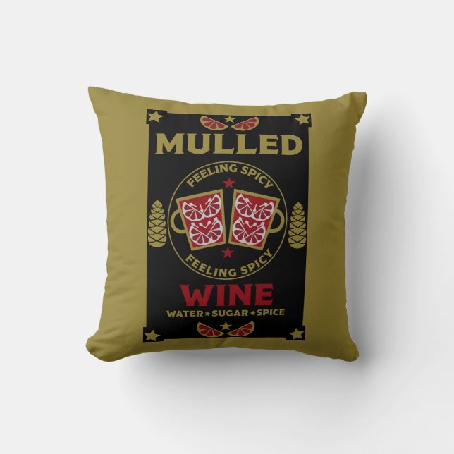 Weihnachts-Mulled Roter Wein Kissen (Vorderseite)