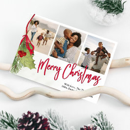 Weihnachts-Multi-Foto Winter Grüne Holly Feiertagskarte