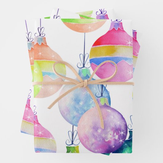 Weihnachts-Multicolor-Bälle Ornamente Geschenkpapier Set (Beispiel)