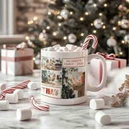 Weihnachts Multicolor Script Custom Foto Collage Kaffeetasse