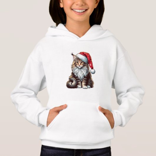 Weihnachts-Münzkatze Maine Coon Kitten Hoodie (Vorderseite)