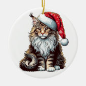 Weihnachts-Münzkatze Maine Coon Kitten Keramik Ornament (Vorne)