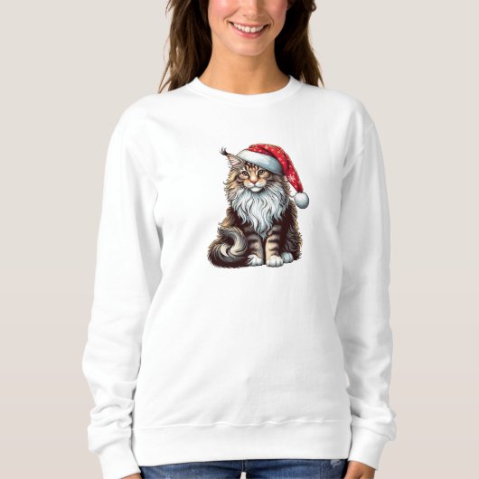 Weihnachts-Münzkatze Maine Coon Kitten Sweatshirt (Vorderseite)