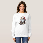Weihnachts-Münzkatze Maine Coon Kitten Sweatshirt (Vorne ganz)