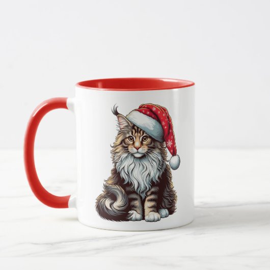 Weihnachts-Münzkatze Maine Coon Kitten Tasse (Links)