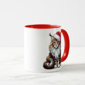 Weihnachts-Münzkatze Maine Coon Kitten Tasse (VorderseiteRechts)