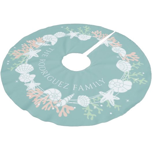 Weihnachts-Muschel-Wreath-Baumrock Polyester Weihnachtsbaumdecke (Schrägansicht)