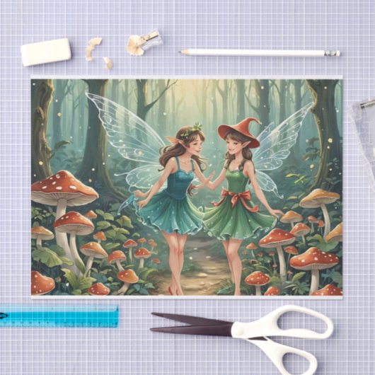 Weihnachts-Mushroom Fairy Decoupage Seidenpapier (Handwerk)