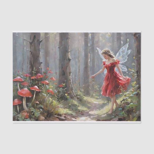 Weihnachts-Mushroom Fairy Decoupage Seidenpapier (Vorderseite)