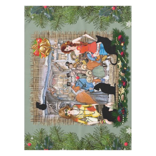 Weihnachts-Musiker im alten Amsterdam Tischdecke (Vorderseite)