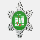 Weihnachts-Musiklehrer, Hinweise zu Grün Schneeflocken Zinn-Ornament (Rechts)